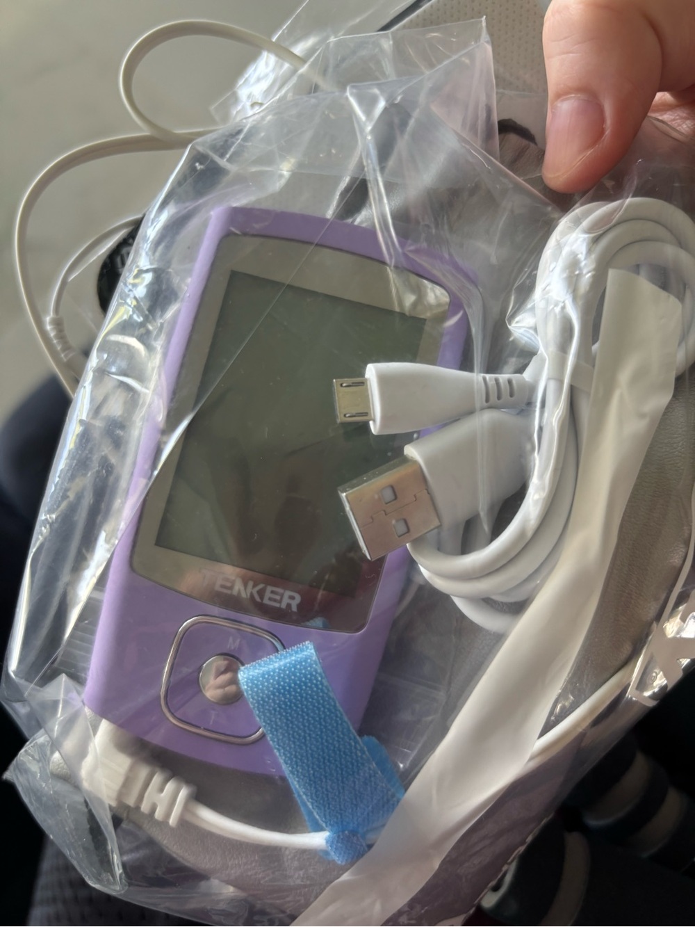 Purp Portable Tenker Tens Machine with USB Cable and New Sticky Pads